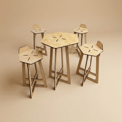 Set Tavolo Alto + 4 Sgabelli - FIBRA SE